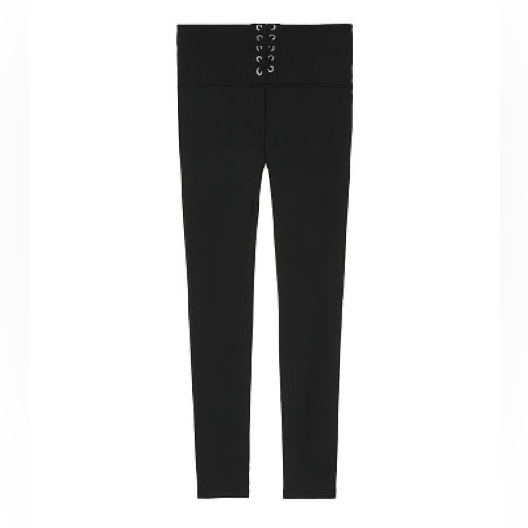 PINK VICTORIA’S SECRET BLACK LACE-UP ULTIMATE LEGGINGS - Picture 1 of 4